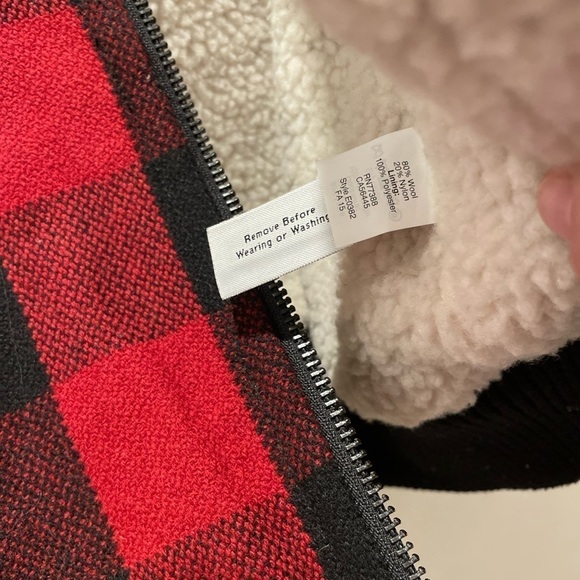 MADEWELL | Black & Red Wool Buffalo Plaid Sherpa Lined Vest | Size Small - Picture 9 of 12